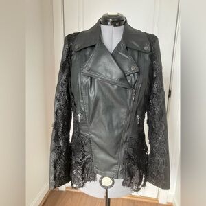 White House Black Market Textured Black Leather Jacket